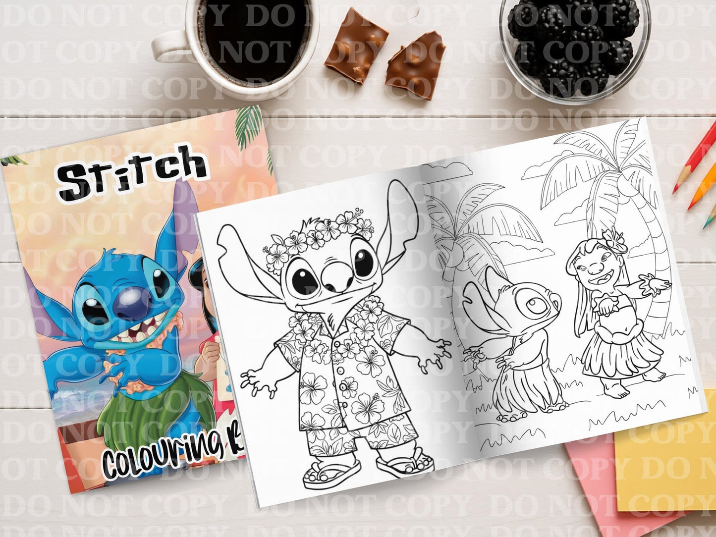 Stitch Colouring Book | Personalised Colouring Book | Wire Bound, 20 Pages | Colouring for Kids & Adults