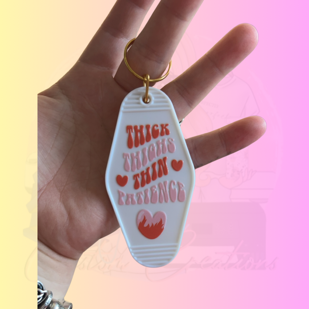 Thick thighs, thin patience keyring