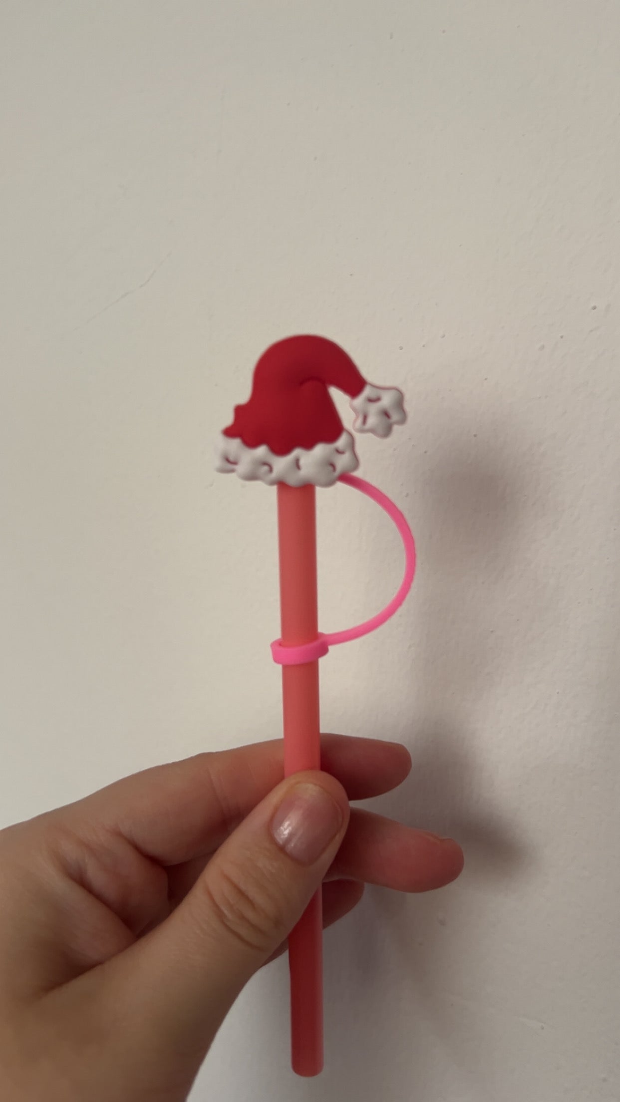 Santa hat straw topper