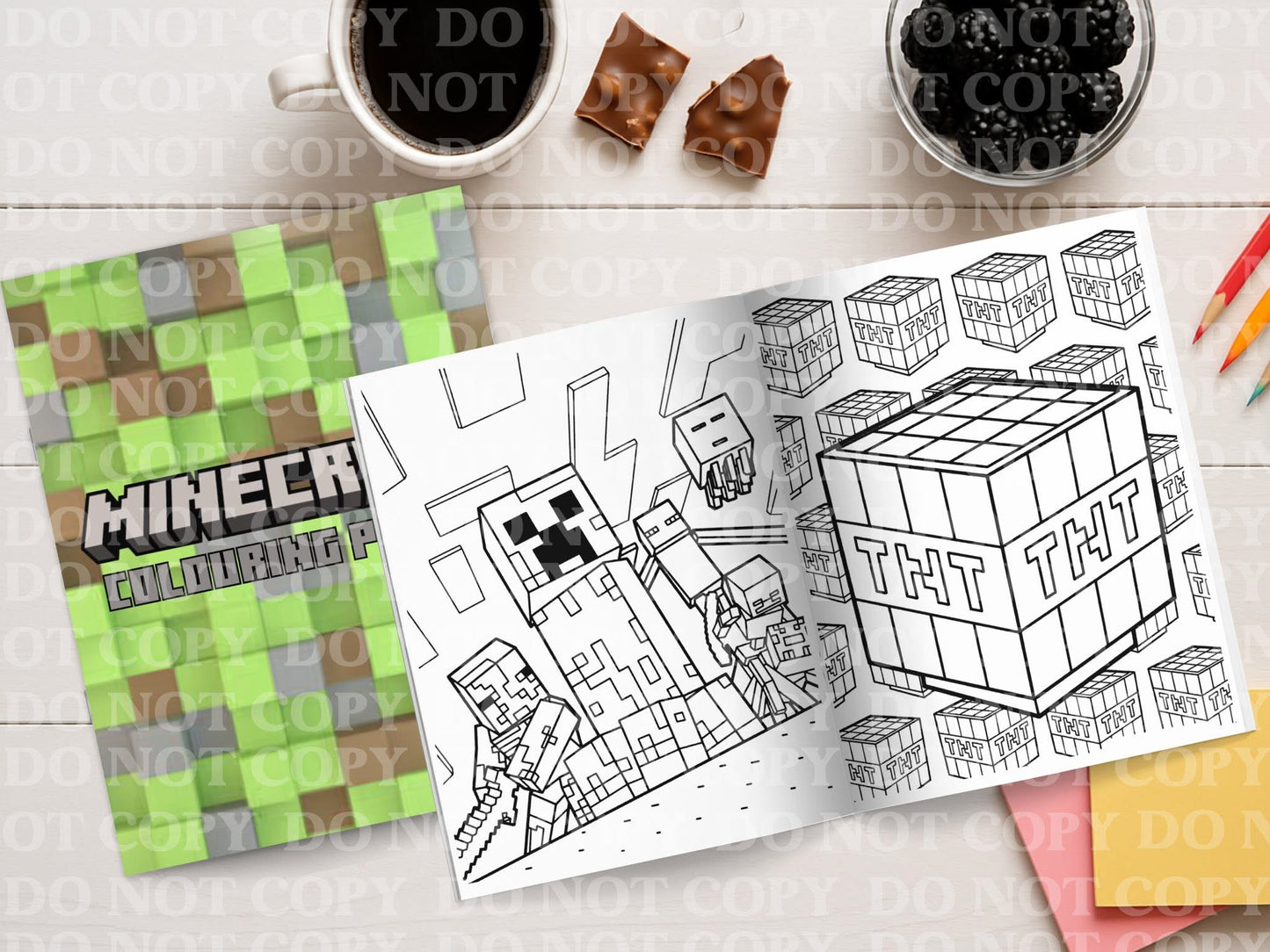 Minecraft Colouring book | Personalised Colouring Book | Wire Bound, 20 Pages | Colouring for Kids & Adults |