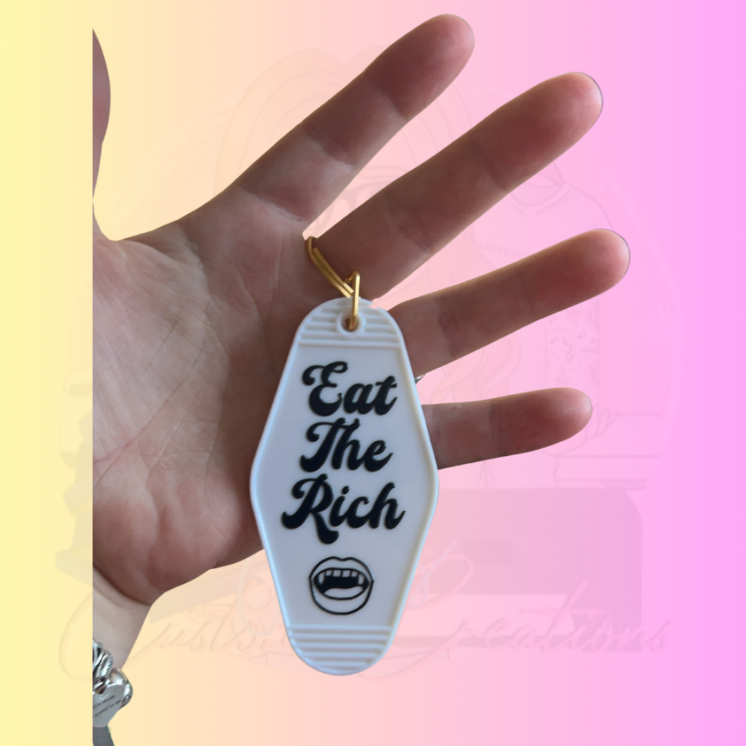 Eat the rich keyring