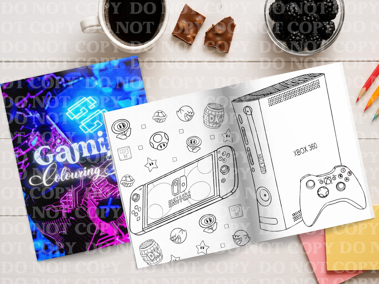 Gaming Colouring Book | Personalised Colouring Book | Wire Bound, 20 Pages | Colouring for Kids & Adults