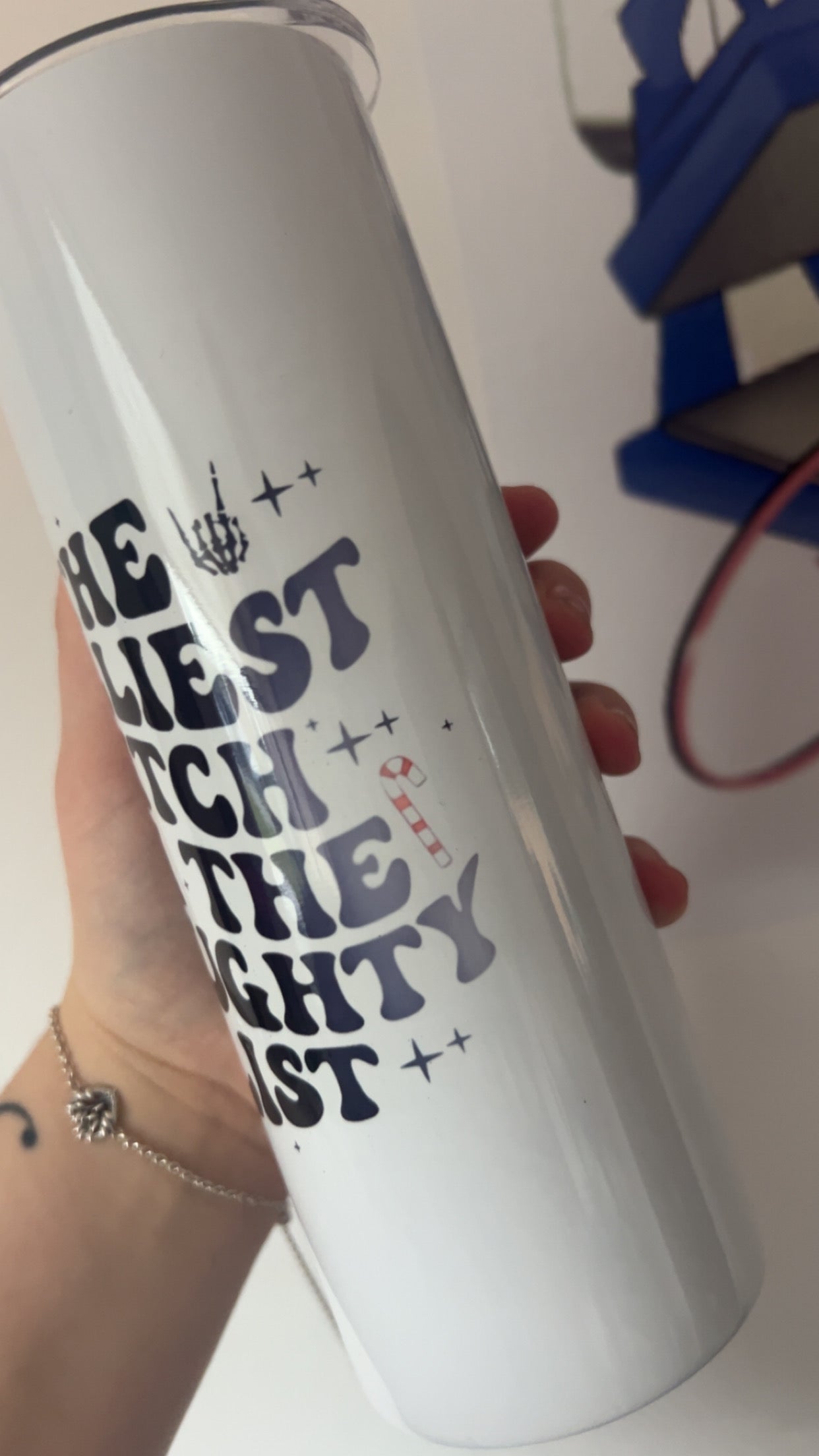 The Jolliest B On The Naughty List Tumbler *BLOOPER*