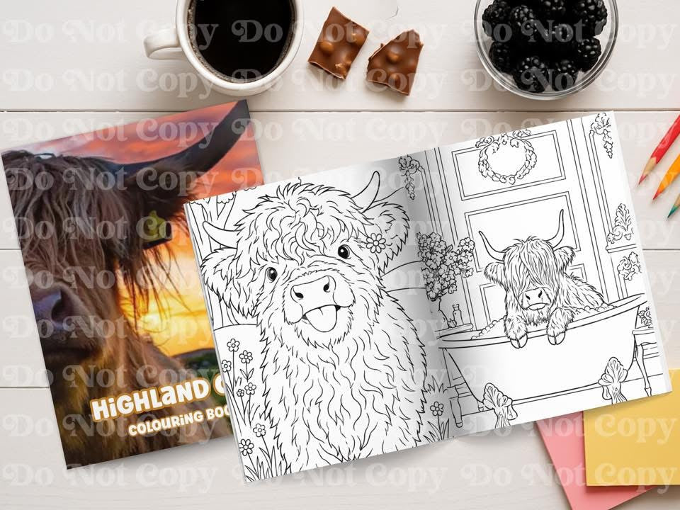 Highland cow Colouring book
