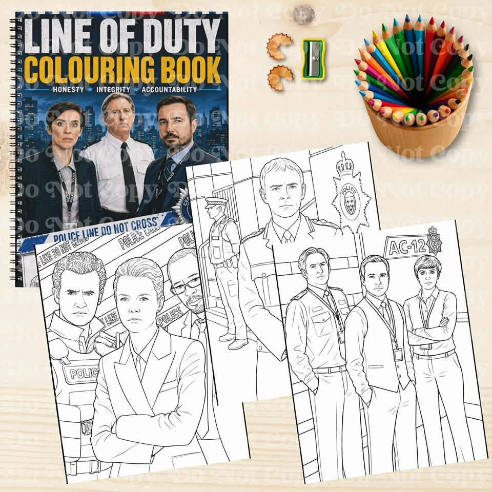 Line of Duty colouring book mock-up