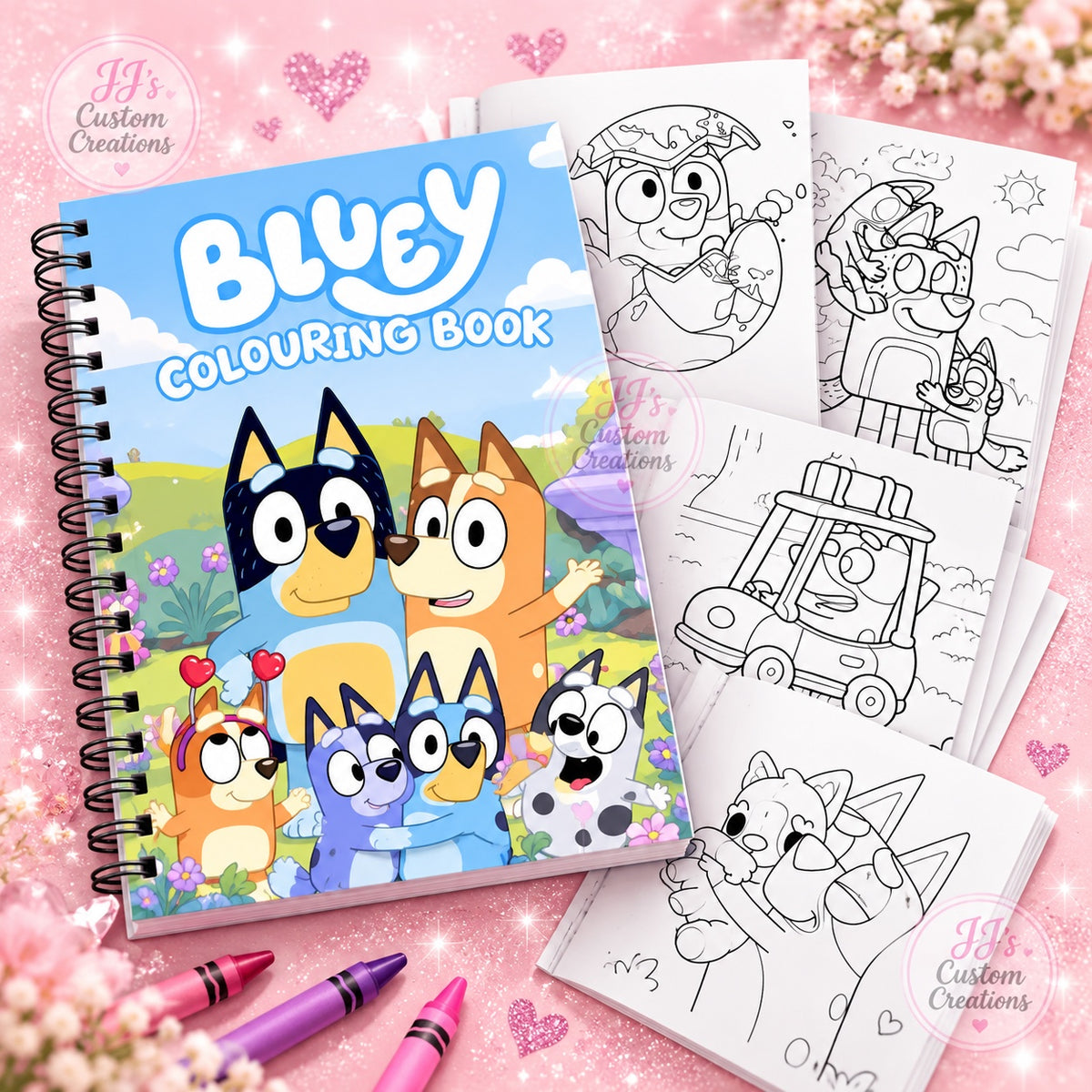 Bluey A4 spiral-bound children's colouring book with 20 themed pages