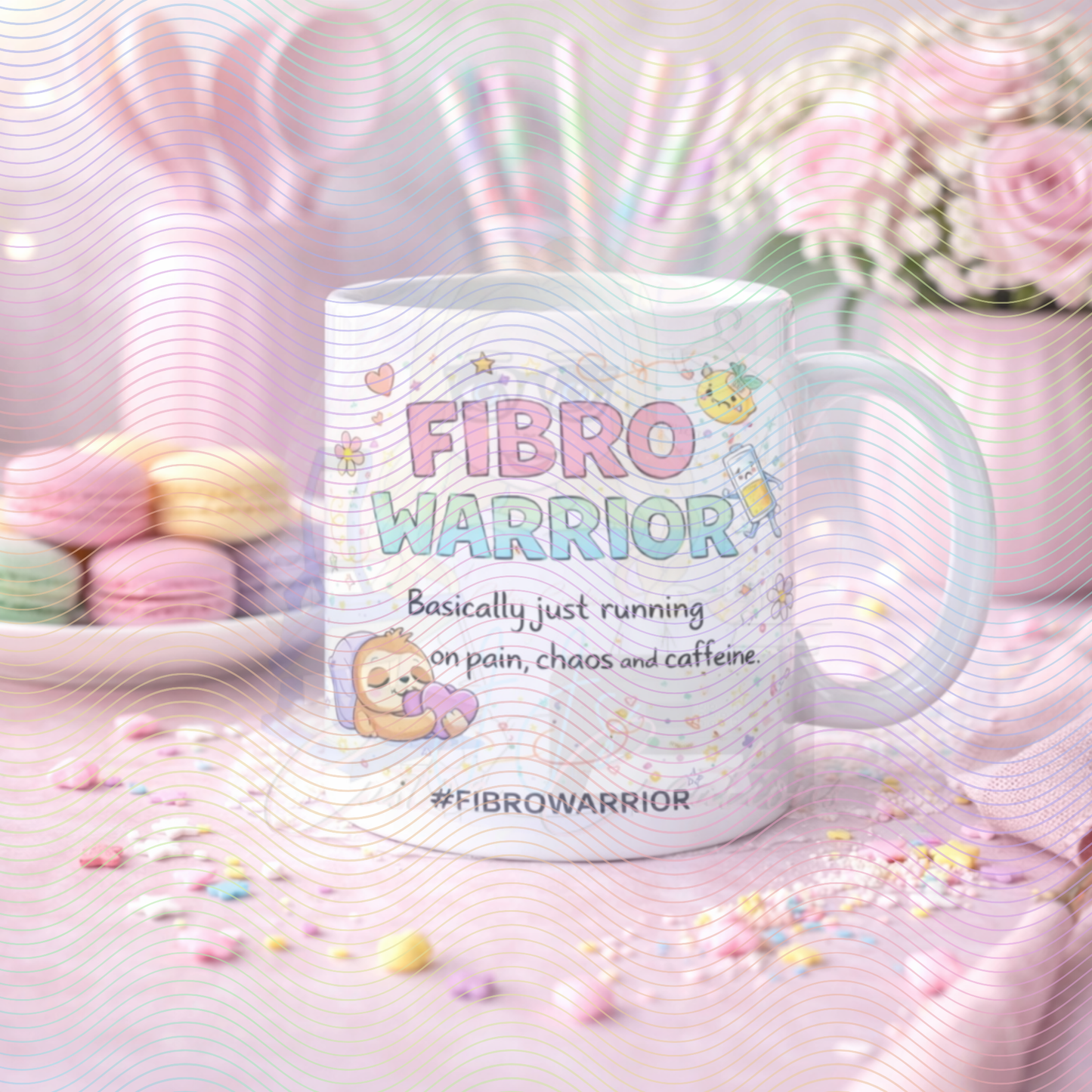 Fibro Warrior Mug – Chronic Illness Awareness Coffee Cup | Fibromyalgia Gift | Mug Cute Pastel Design