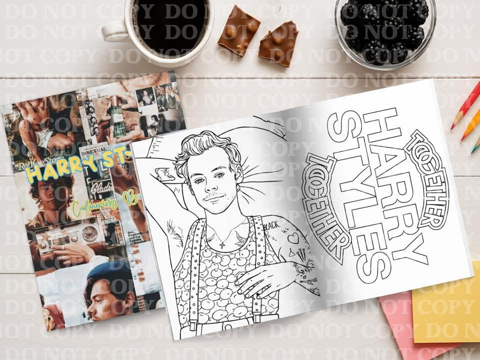 Harry Styles Personalised Colouring Book | Wire Bound, 20 Pages | Colouring for Kids & Adults |