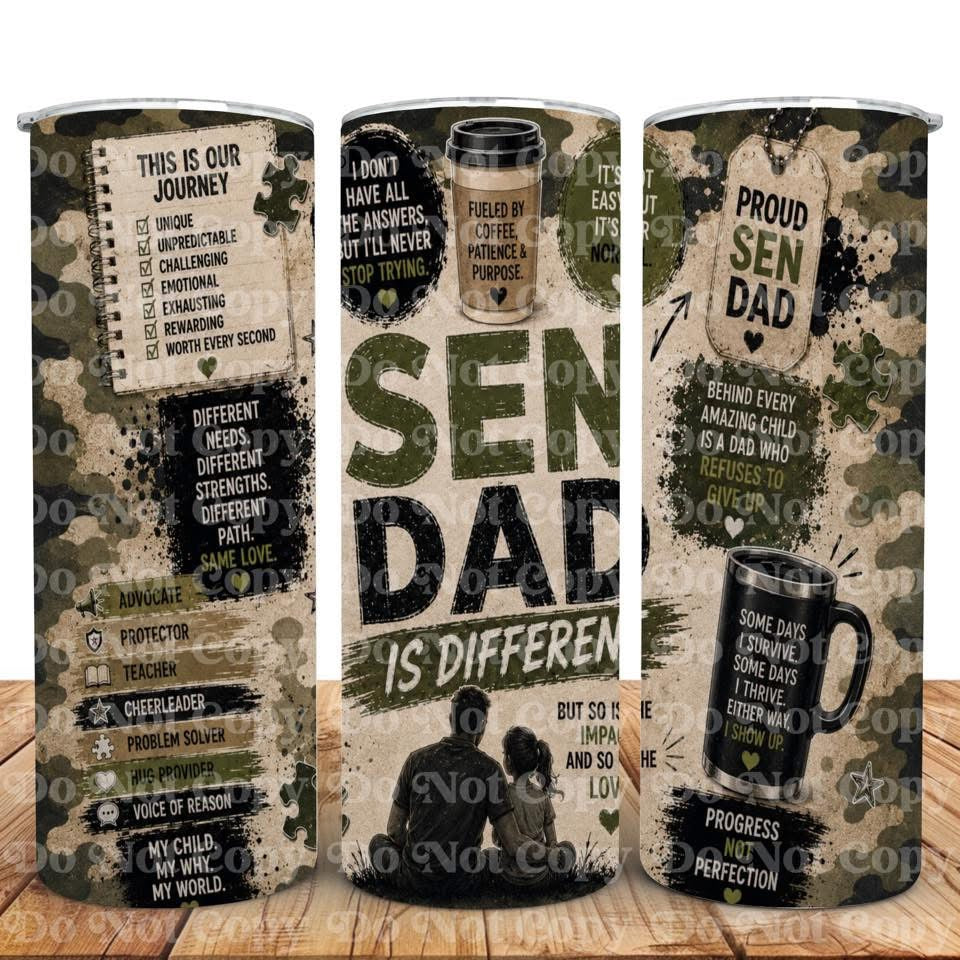 Autism Dad 20oz Skinny Tumbler | Proud SEN Dad Travel Cup | SEND Parent Gift