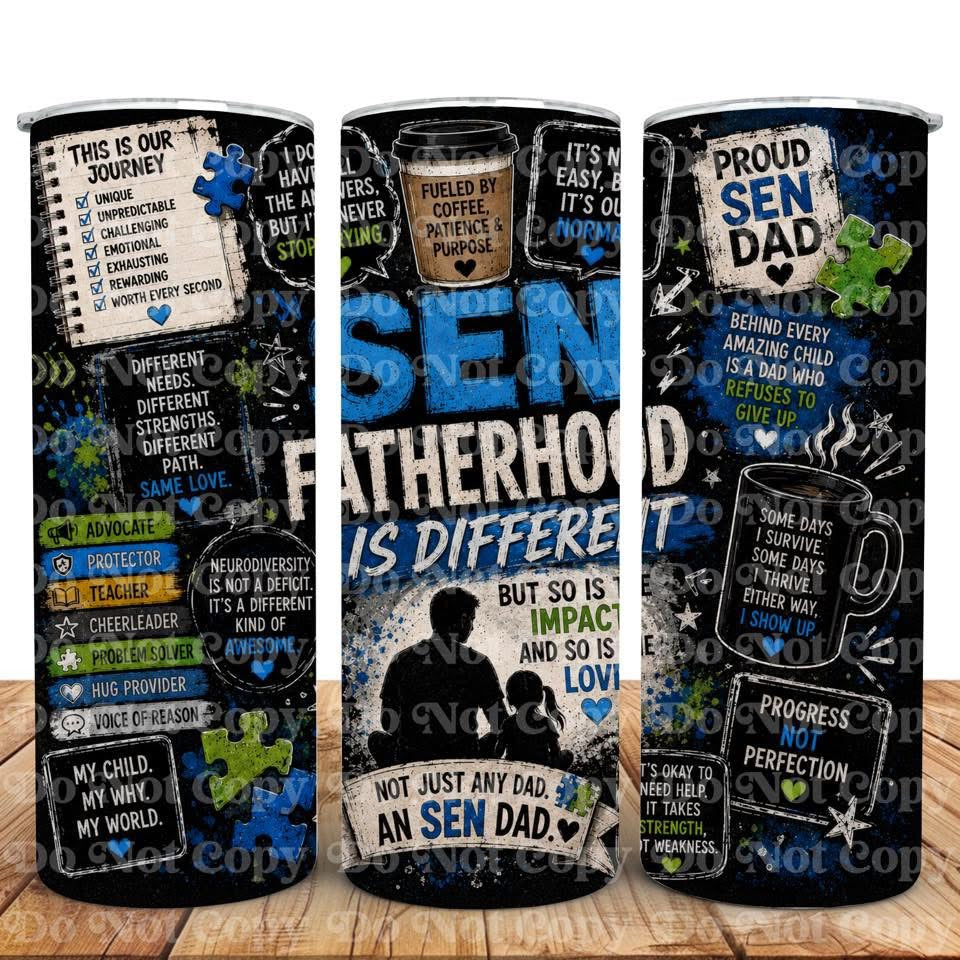 Autism Dad 20oz Skinny Tumbler | Proud SEN Dad Travel Cup | SEND Parent Gift