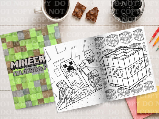 Minecraft Colouring book | Personalised Colouring Book | Wire Bound, 20 Pages | Colouring for Kids & Adults |