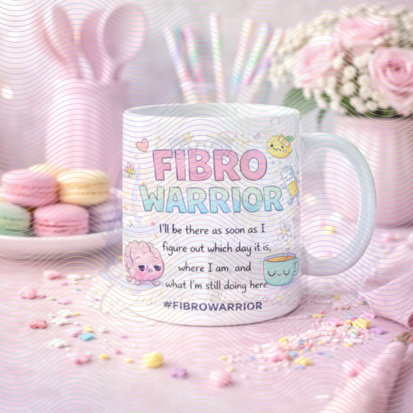 Fibro Warrior Mug – Chronic Illness Awareness Coffee Cup | Fibromyalgia Gift | Mug Cute Pastel Design