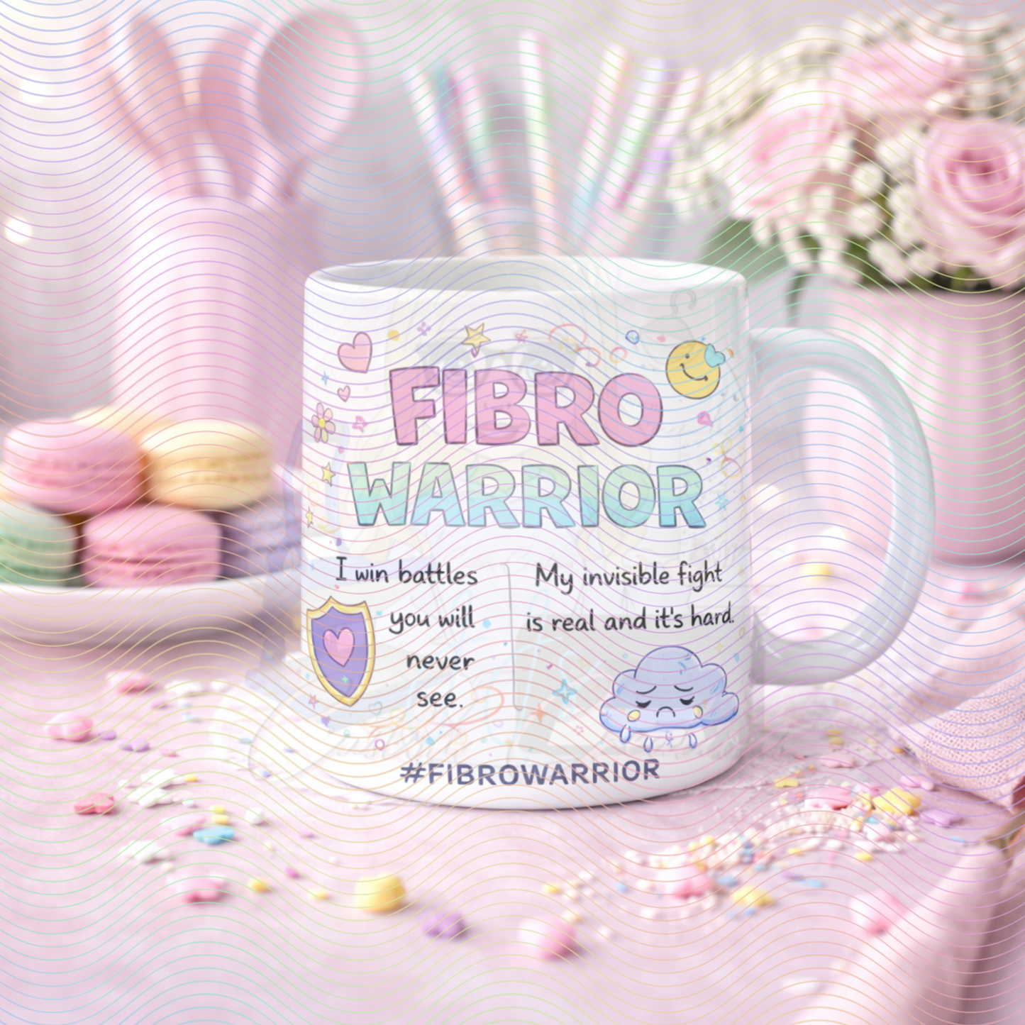 Fibro Warrior Mug – Chronic Illness Awareness Coffee Cup | Fibromyalgia Gift | Mug Cute Pastel Design