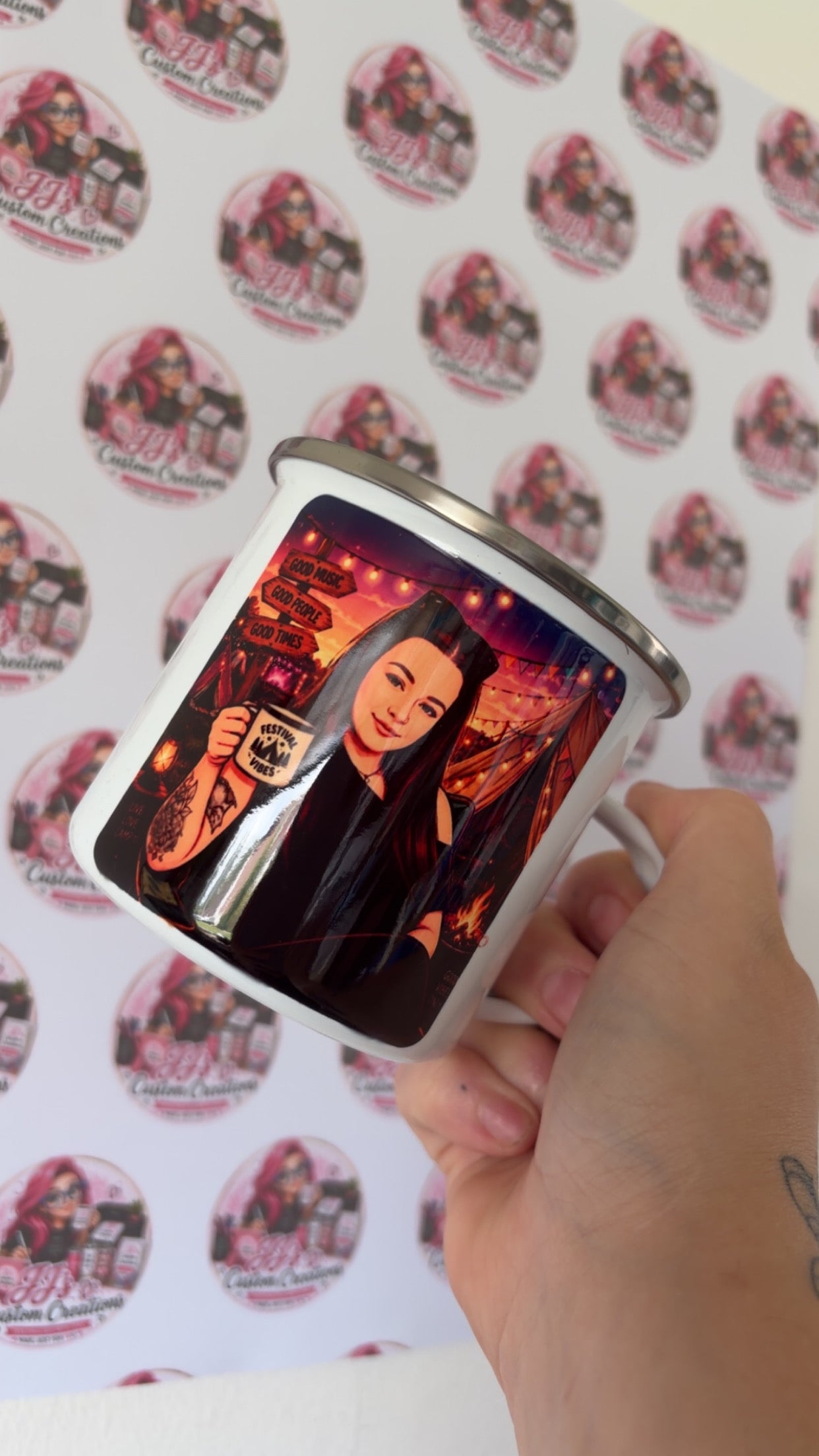 12oz Enamel Mug - Camping Mug