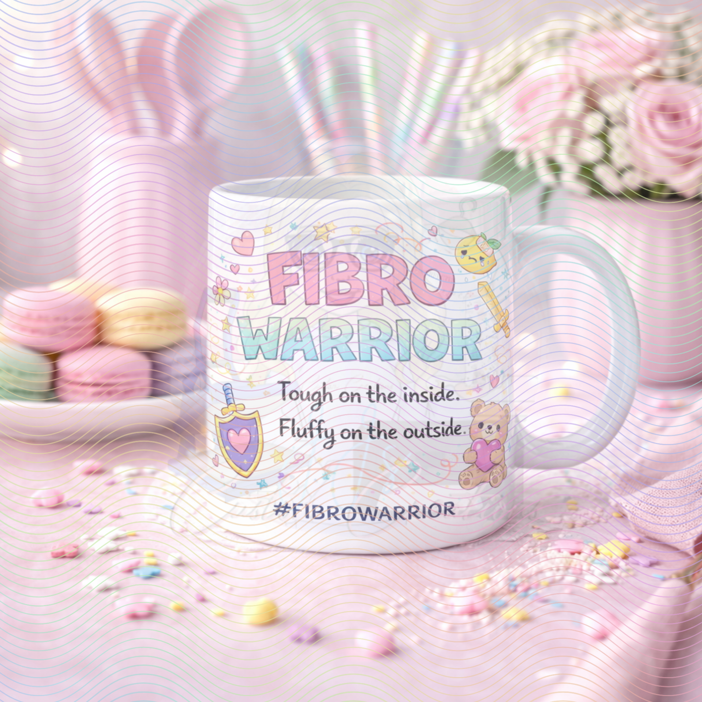 Fibro Warrior Mug – Chronic Illness Awareness Coffee Cup | Fibromyalgia Gift | Mug Cute Pastel Design