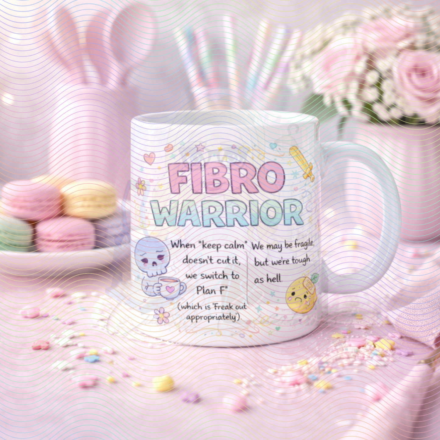 Fibro Warrior Mug – Chronic Illness Awareness Coffee Cup | Fibromyalgia Gift | Mug Cute Pastel Design