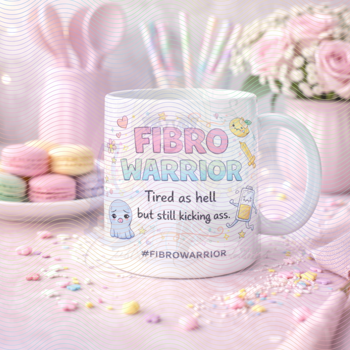 Fibro Warrior Mug – Chronic Illness Awareness Coffee Cup | Fibromyalgia Gift | Mug Cute Pastel Design