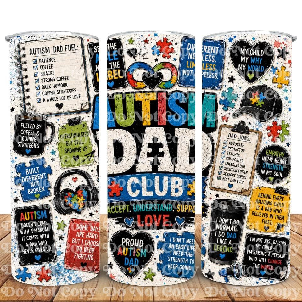 Autism Dad 20oz Skinny Tumbler | Proud SEN Dad Travel Cup | SEND Parent Gift