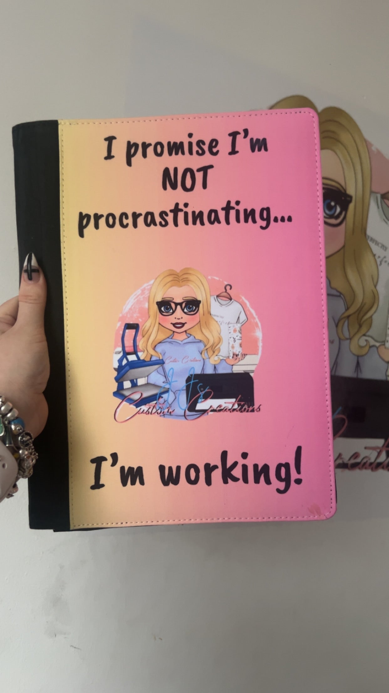Personalised Business Folder | Procrastination Quote A4 Work Folder | Custom Small Business Organiser