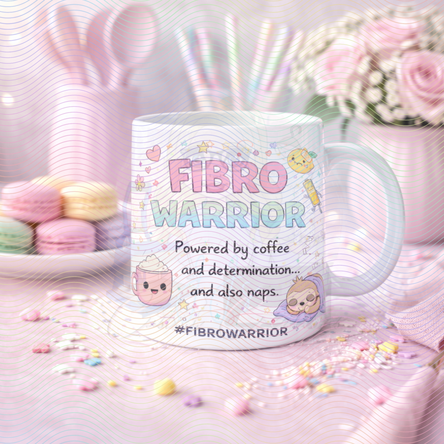 Fibro Warrior Mug – Chronic Illness Awareness Coffee Cup | Fibromyalgia Gift | Mug Cute Pastel Design