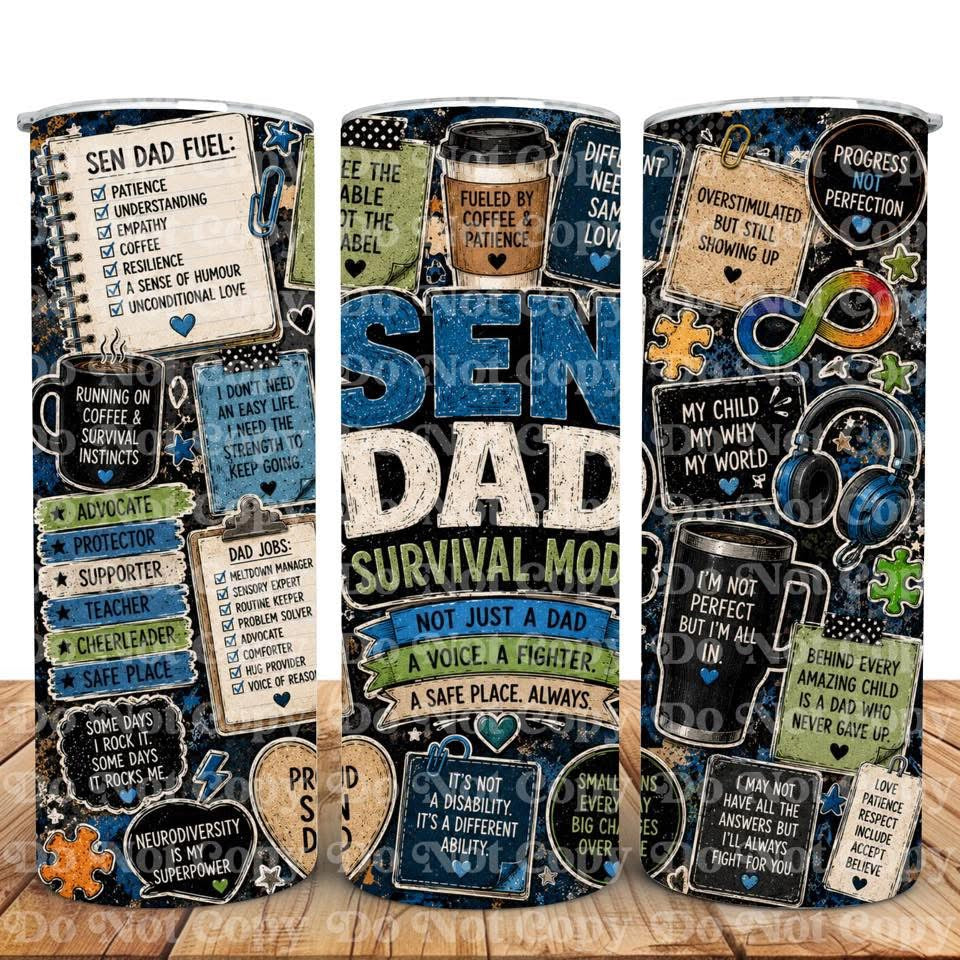 Autism Dad 20oz Skinny Tumbler | Proud SEN Dad Travel Cup | SEND Parent Gift