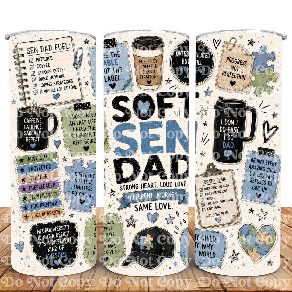Autism Dad 20oz Skinny Tumbler | Proud SEN Dad Travel Cup | SEND Parent Gift