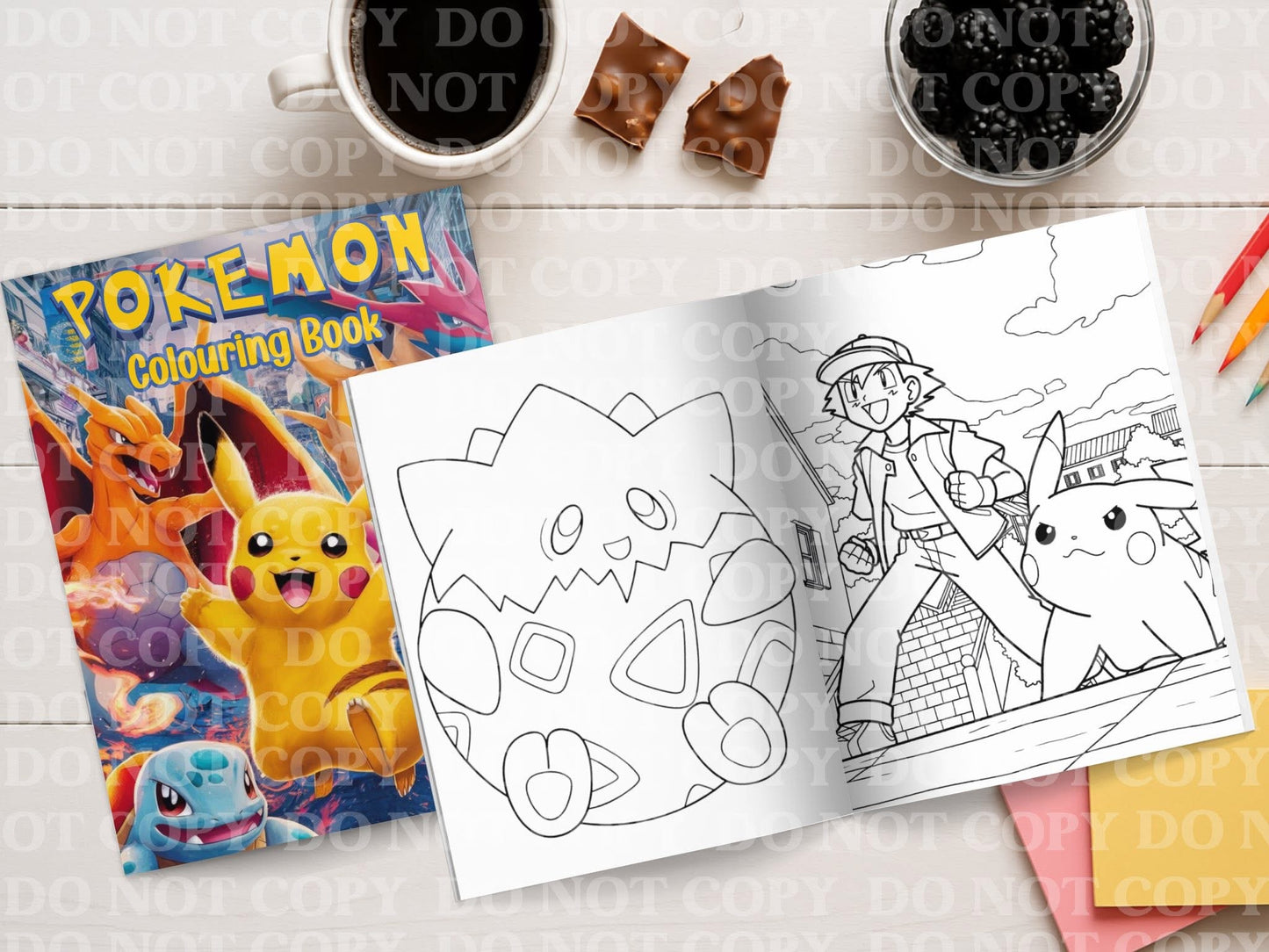 Pokemon Colouring Book | Personalised Colouring Book | Wire Bound, 20 Pages | Colouring for Kids & Adults