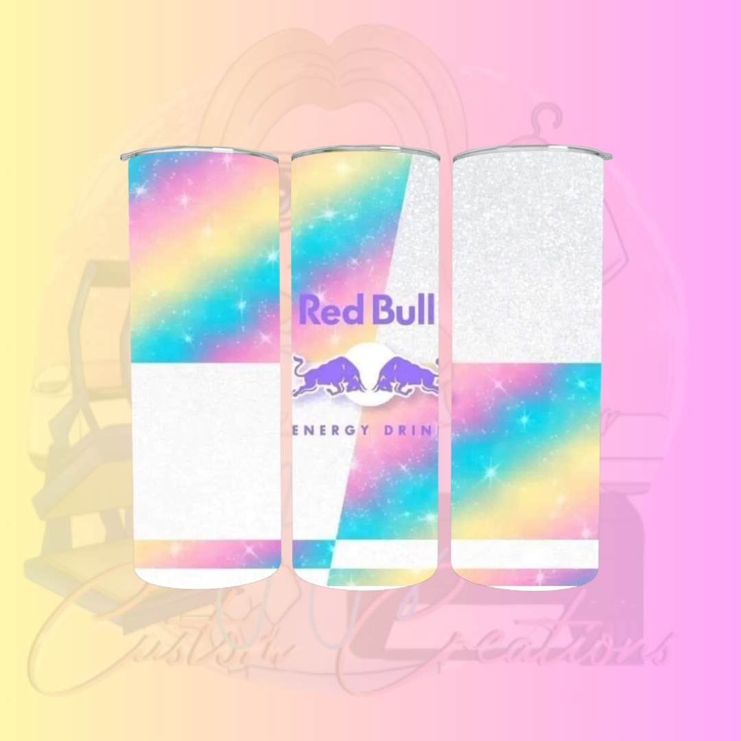 Rainbow red bull tumbler