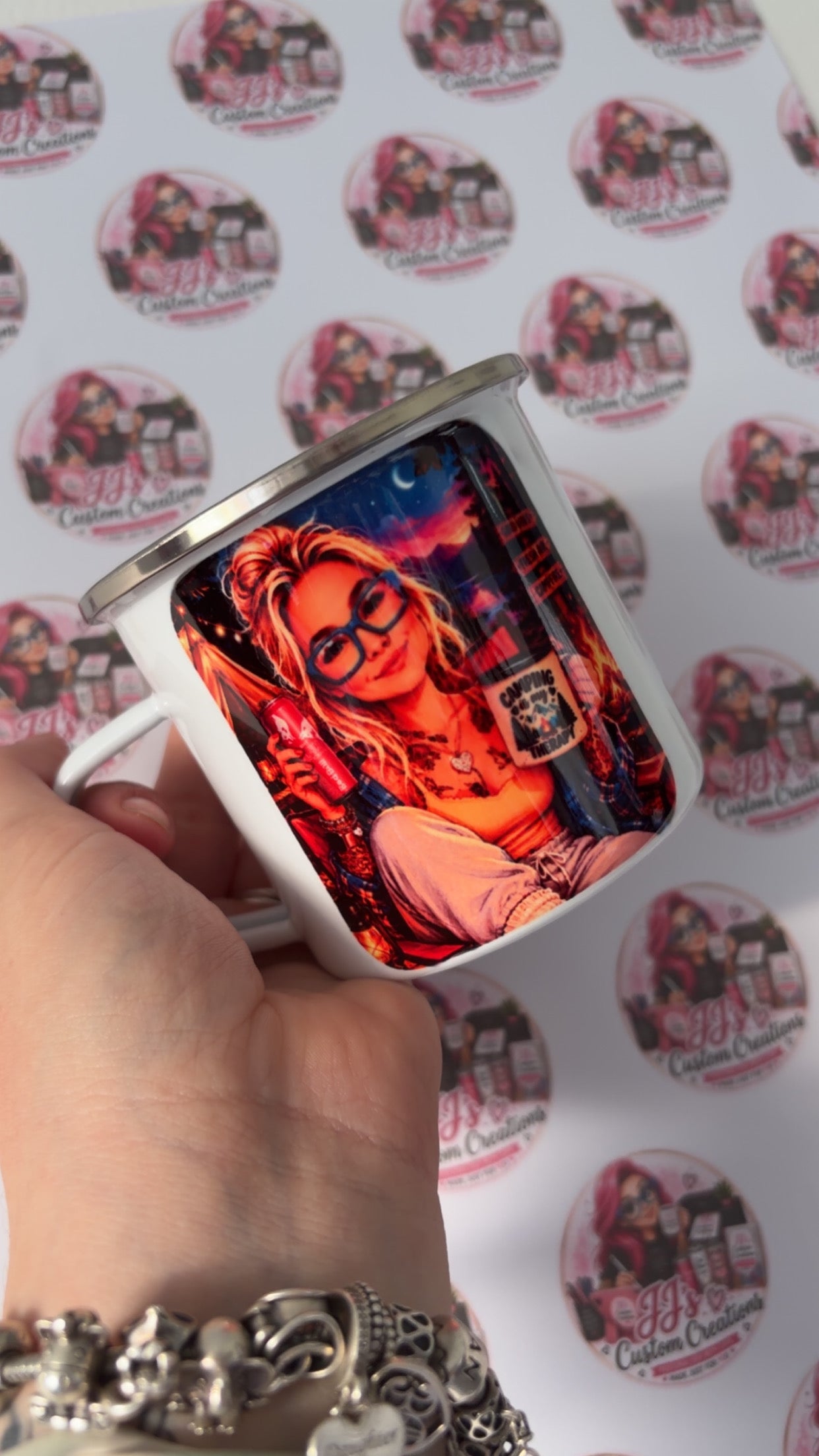 12oz Enamel Mug - Camping Mug