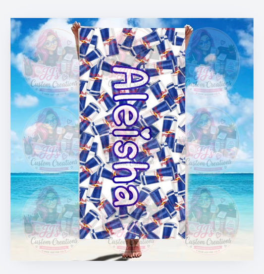 Personalised Redbull inspired beach towel