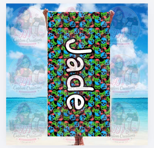 Masked Men Beach Towel | Custom towel | Lights out, Caught Up, Game on inspired