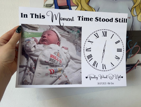 In This Moment Time Stood Still – Personalised New Baby Print