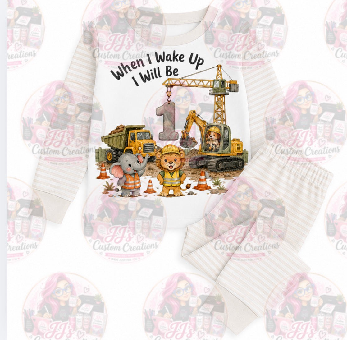 When I Wake Up I Will Be construction pyjamas | construction birthday pjs  - ages 1-10years