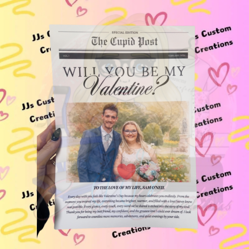 Personalised Valentine’s Day Newspaper Print – “Will You Be My Valentine?”
