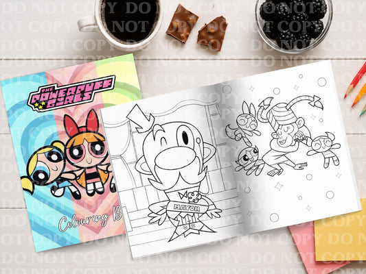 Powerpuff Girls Personalised Colouring Book | Wire Bound, 20 Pages | Colouring for Kids & Adults |