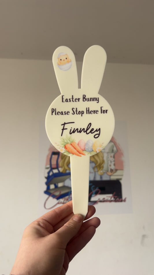 Easter Bunny Stop Here Garden Sign