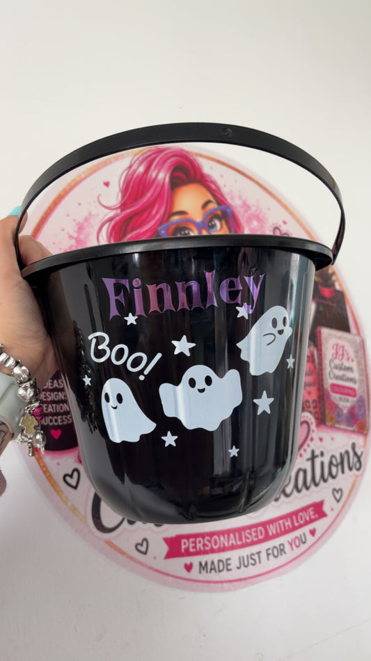 Personalised Trick or Treat / Boo Basket tub with handle