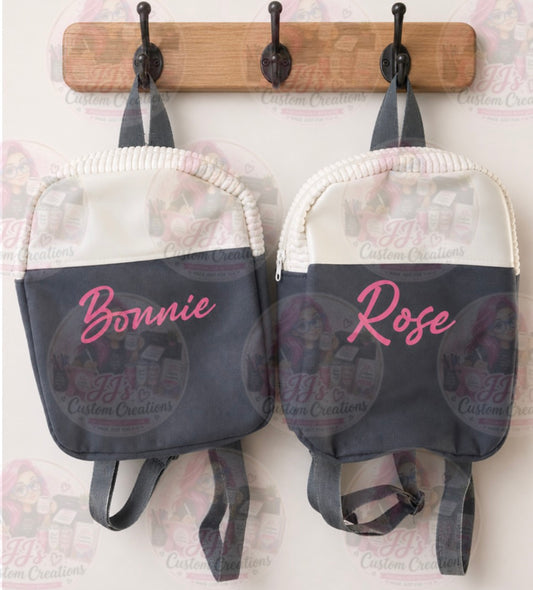 Mini Back Pack - Grey and White