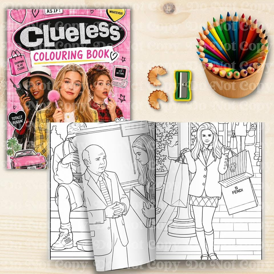 Clueless colouring book mock-up
