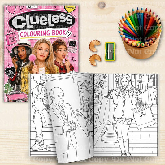 Clueless colouring book mock-up
