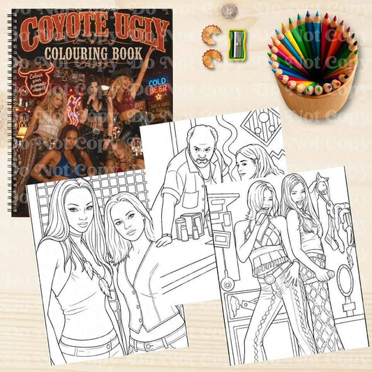 Coyote Ugly colouring book mock-up