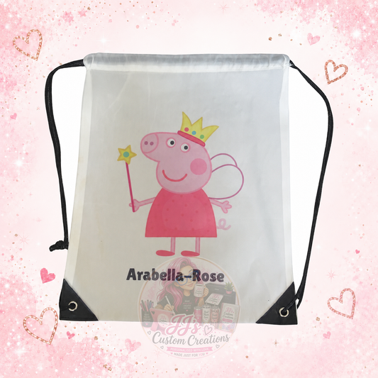 Personalised Arabella-Rose princess drawstring PE bag