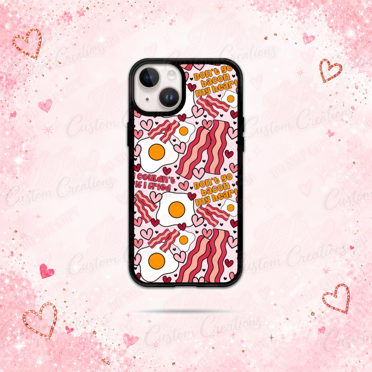 Bacon & Eggs Phone Case – original product on approved pink sparkle background