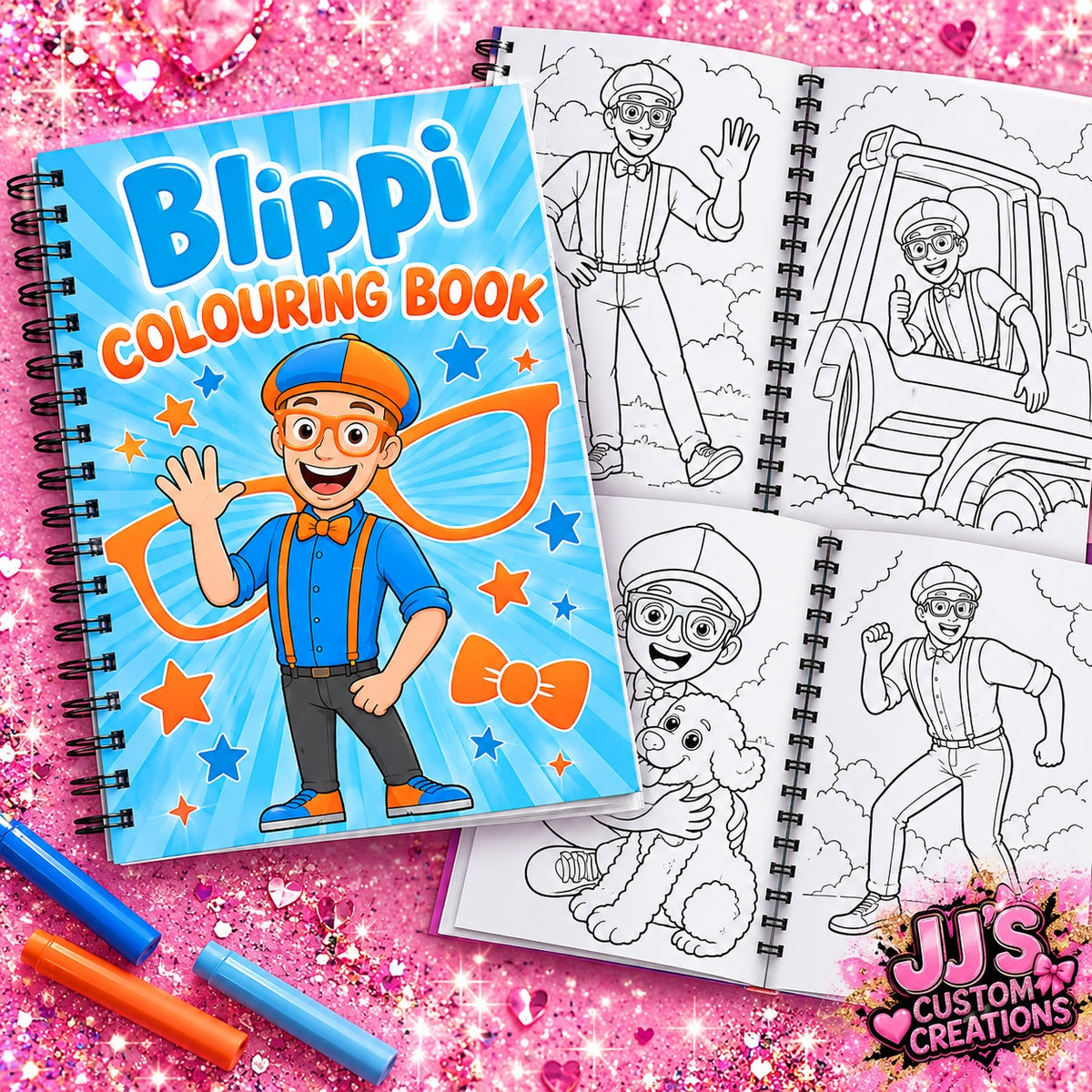 Blippi A4 spiral-bound children's colouring book with 20 themed pages