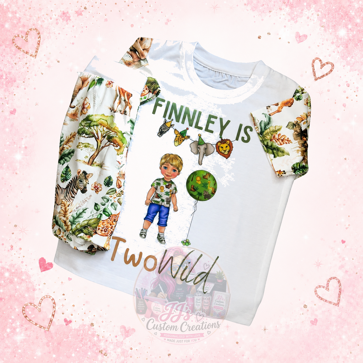 Personalised Finnley Is Two Wild children's pyjamas