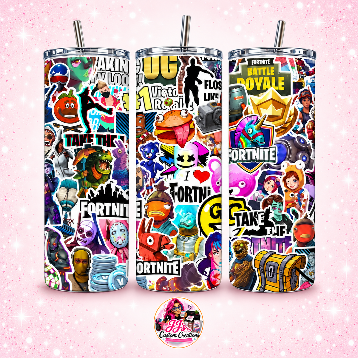 Fortnite Themed Tumblers | Gaming Collage & Character Design Insulated Drinkware