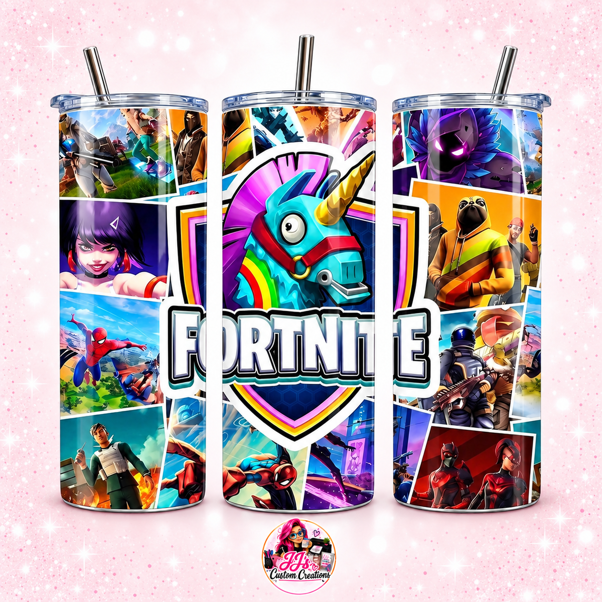 Fortnite Themed Tumblers | Gaming Collage & Character Design Insulated Drinkware