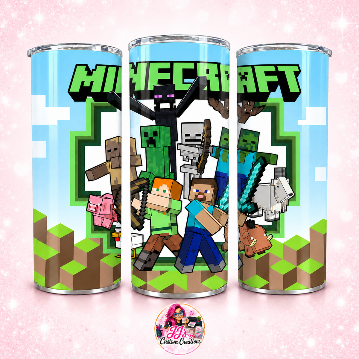 Minecraft-Inspired 20oz Tumbler | Gaming Gift
