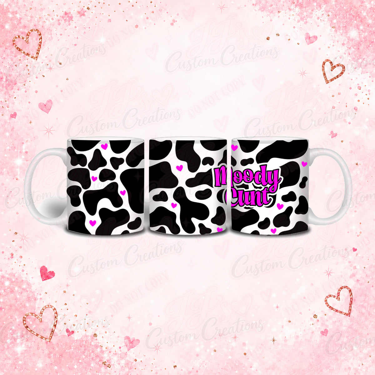 Moody C#NT mug – pink design on approved pink sparkle background