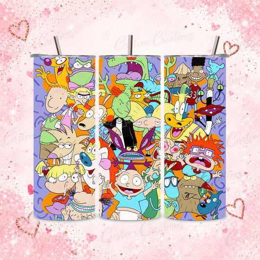 90s Nickelodeon Cartoon Mashup Skinny Tumbler - 20oz Insulated Stainless Steel Travel Cup – main product image